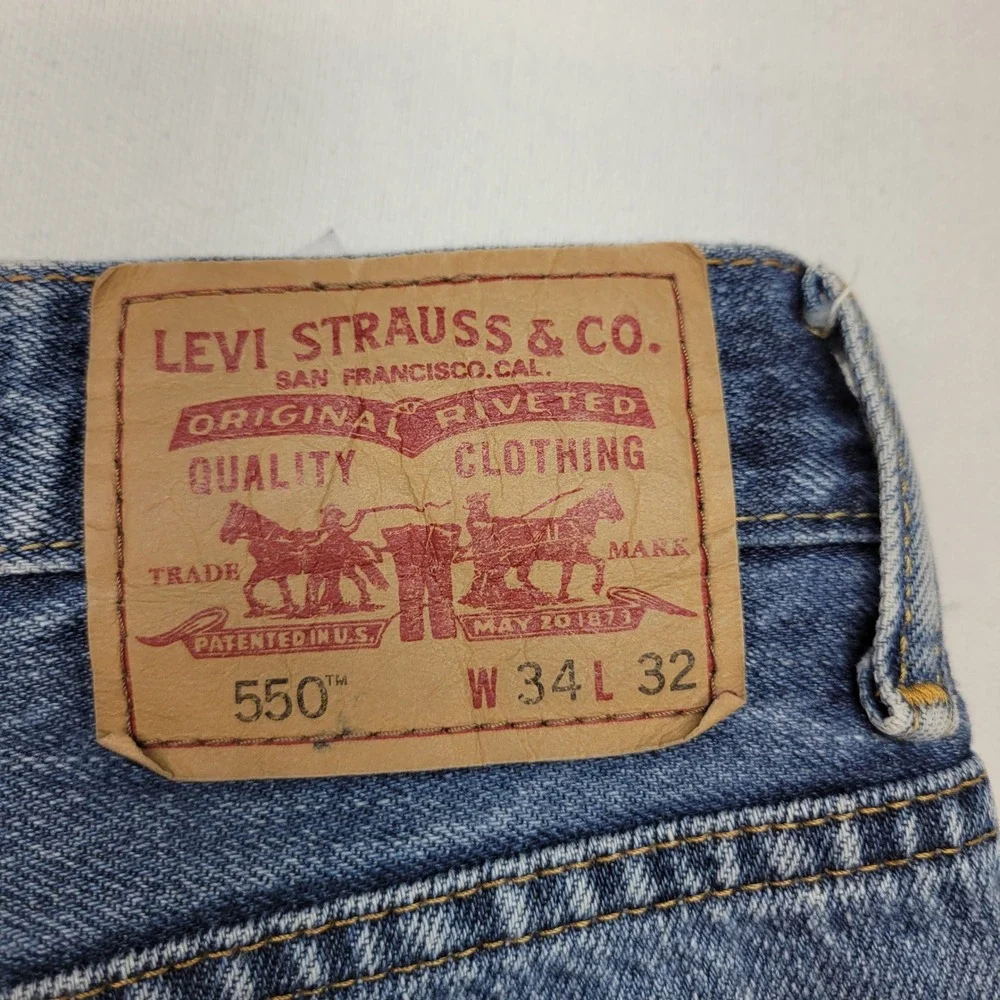 Levi's 550 Jeans Mens 34x32 Blue Relaxed Tapered Leg 100% Cotton Denim